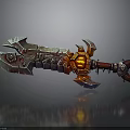 Ornate Fantasy Weapon Featuring Intricate Design Glowing Orange Core And Spiked Edges