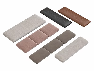 Assorted Colored Rectangular Cushion Pads Featuring Textured Fabric Design 3d model