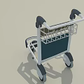Public Facility Utility Cart With Wheeled Structure Storage Panel And Handrail 3d model