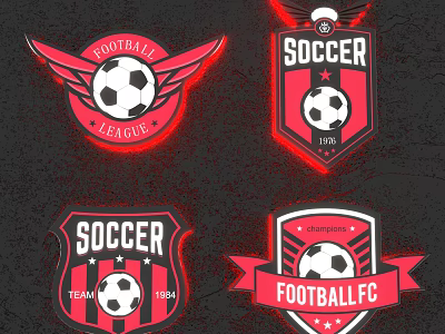 Soccer Football Logo Designs with Wings Shield Team Elements and Vintage Football League Details 3d model