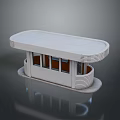 Modern Small Compact Building Structure Featuring Curved Roof White Exterior And Windows