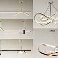 Modern Curved Ring Chandelier Design With Sleek Metallic Frame And LED Lighting