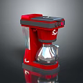 Red Coffee Maker Electronic Appliance with Stainless Steel Pot and Black Top Design