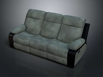 Modern Three Seater Sofa With Gray Upholstery And Dark Armrests Frame Design 3d model