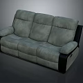 Modern Three Seater Sofa With Gray Upholstery And Dark Armrests Frame Design 3d model