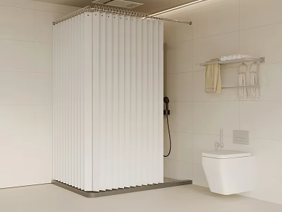 Modern Bathroom Interior With Foldable Shower Screen White Tiles And Toilet 3d model