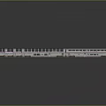 Modern Silver Train with Blue Stripes and Multiple Carriages Arranged in Line
