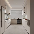 Modern Kitchen Interior Design With White Cabinets Window Oven And Countertop