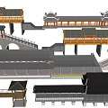 Chinese-style Bridge Corridor Frame Wooden Bridge Rain Bridge 3d model