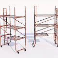 Rustic Metal Scaffolding Units With Wheels Multi Tiered Shelves And Ladders