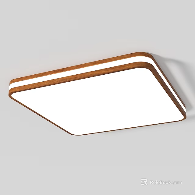 Modern Wooden Frame Ceiling Light With White Panel And Sleek Design 3d model