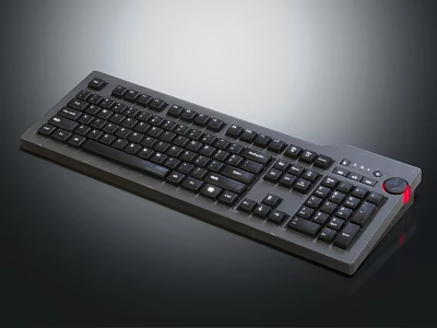 Full Size Computer Keyboard With Numeric Keypad Black Design And Red Accent 3d model