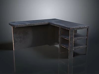L Shaped Office Desk With Shelves For Modern Workspace Organization 3d model