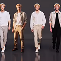 Group of Four Men Modeling Stylish Casual Outfits With Different Clothing Styles