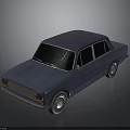 Vintage Blue Four Door Sedan with Retro Body Design and Classic Wheels