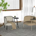 Casual Sofa Set With Beige Yellow Chairs Side Tables Blanket And Vase In Cozy Room