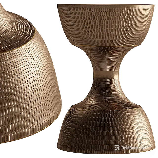 Elegant Modern Side Table With Sleek Metal Linear Texture And Contemporary Design 3d model