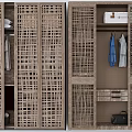 Wardrobe With Rattan Door Design Interior Hanging Clothes Drawers And Storage