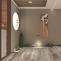 New Chinese Style Clubhouse Interior With Landscape Art And Zen Elements