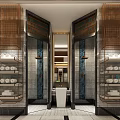 Luxurious SPA Sauna Interior Design With Marble Fountains And Green Plants