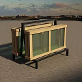 Modern Wooden Storage Cabinet with Glass Doors and Black Metal Frame for Home Organization