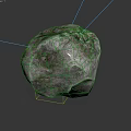 Natural Rough Textured Stone With Moss Covered Surface On Dark Background And Subtle Reflection