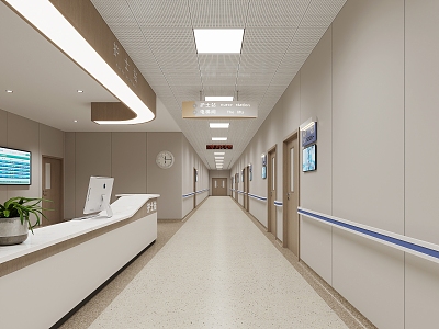 Modern nurse station nurse station walkway 3d model