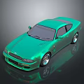 Green Sports Car With Shiny Exterior Two Door Design And Alloy Wheels