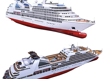 Two Luxury Cruise Ships With Modern Design And Decks 3d model
