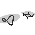 Modern Coffee Table With Glass Top And Curved Metal Base Design