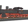 Vintage Steam Train With Black Body And Red Wheels On Railway Track