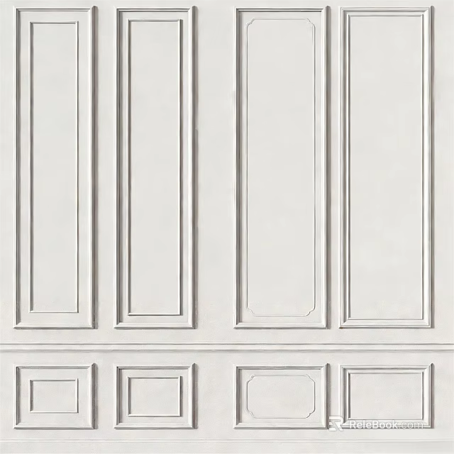 Modern White Wainscoting With Clean Vertical Panels And Decorative Lines 3d model
