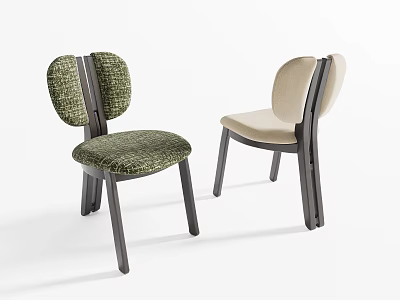 Comfortable Upholstered Fabric Dining Chairs With Dark Solid Wood Frame For Modern Home Dining Space 3d model