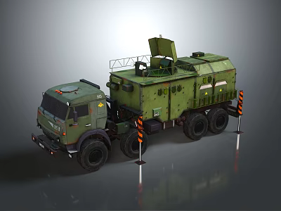 Military Green Armored Wheeled Tank Vehicle With Multiple Wheels And Top Equipment 3d model