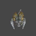 Insect Like Fantasy Game Character With Yellow Eyes Antennae And Armored Striped Body