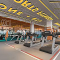 Modern Fitness Gym Interior With Treadmills And Workout Equipment Arranged Neatly