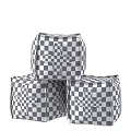 Stylish Fabric Sofa Stools With Cross Stitch Detail In Neutral Tones