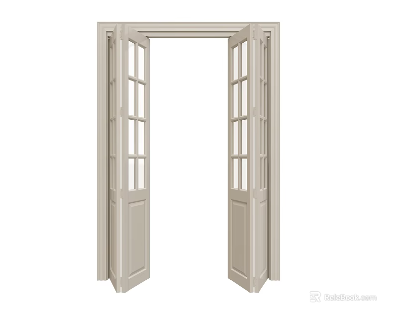 Modern White Folding Doors With Glass Panels For Home Interior Design 3d model 