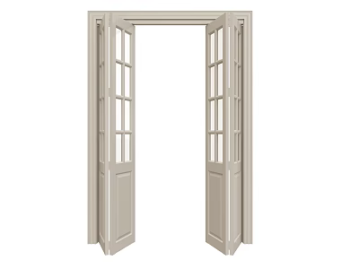 Modern White Folding Doors With Glass Panels For Home Interior Design 3d model