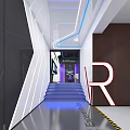 Modern VR Experience Zone With Interactive Screens Virtual Reality Equipment And Lighting 3d model