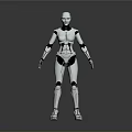 Humanoid Robot Character With Silver Metallic Body And Blue Glowing Accents
