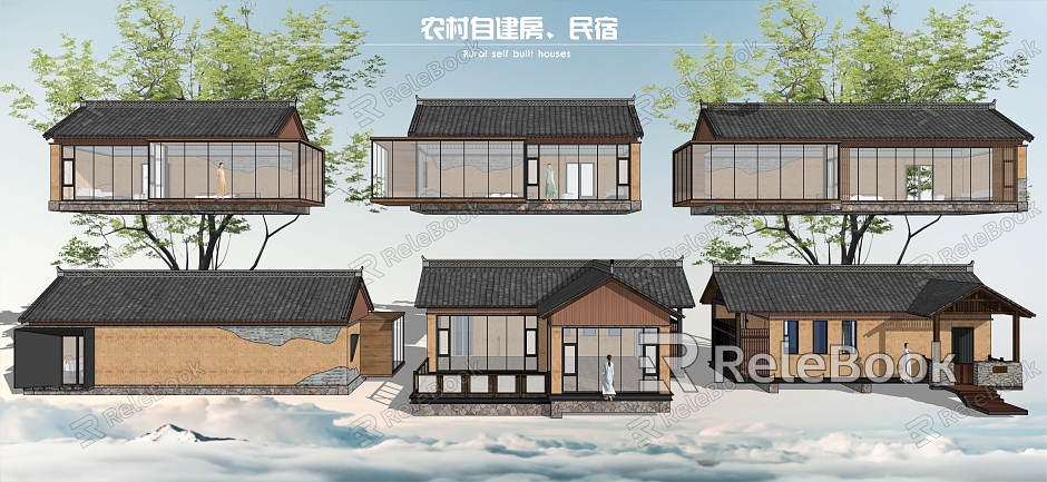 New Chinese-style self-built house model