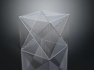 Modern Geometric Wire Cube Decorative Ornament With Symmetrical Linear Design For Home Living Space 3d model