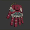 Futuristic Game Movie Character Mechanical Hand With Pink Joints Blue And White Details