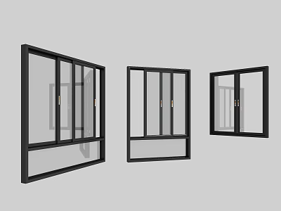 Black Framed Glass Windows Various Modern Styles Home Installation Design 3d model