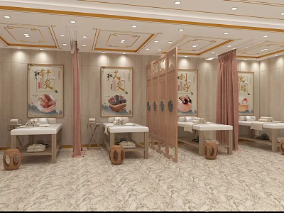 Elegant Beauty Salon Interior Design With Vanities Decorative Paintings And Marble Flooring 3d model