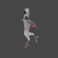 Game and Movie Character With White Body Dark Wings in Dynamic Pose on Red Background