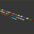 Cartoon Scene With Vibrant Rainbow Colored Flowers Arranged In Cheerful Line