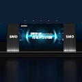 Modern Siemens SMO Stage with Lights and Large Screen Displaying Speed Up Your Next Station