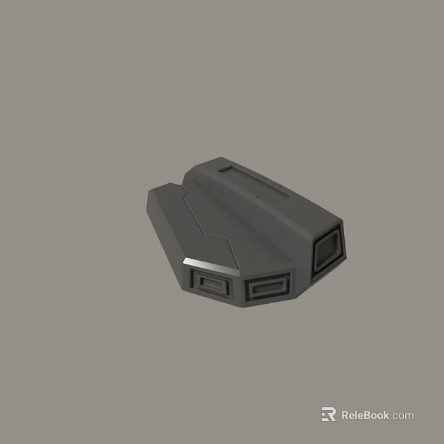 Modern Black Geometric 3D Model of Mechanical Device Component Structure 3d model 